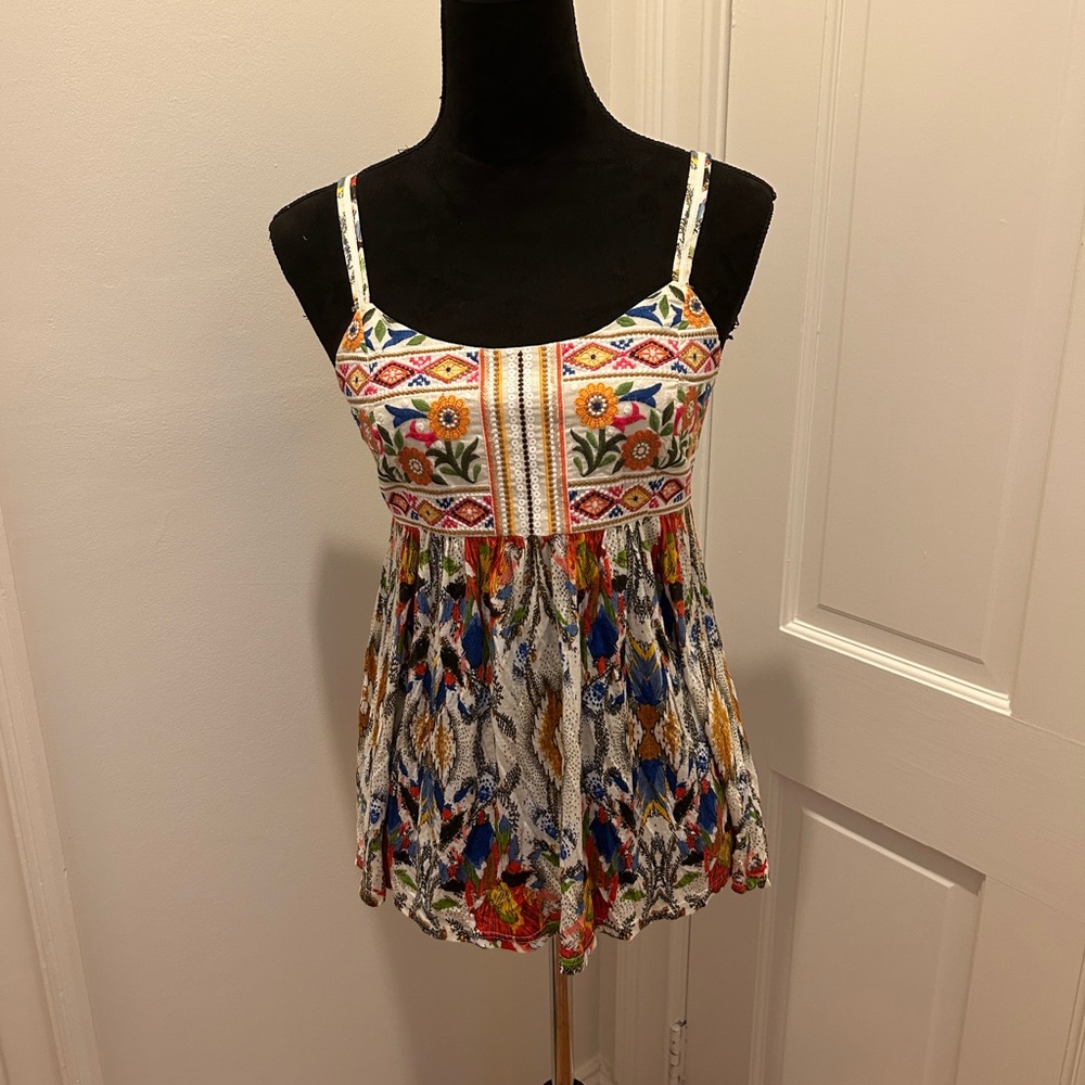 Anthropologie Sleeveless top with embroidery